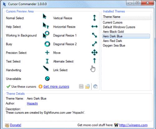 Cursor Commander программа для настройки курсоров в Windows 7
