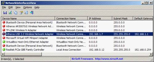 networkinterfacesview - Как получить подробную информацию обо всех сетевых адаптерах/интерфейсах Windows?